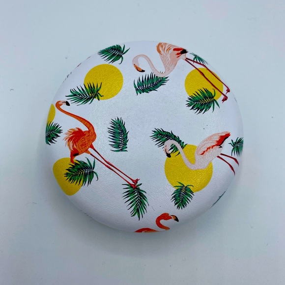 Flamingo Leaf Compact Double Mirror - Picture 1 of 3